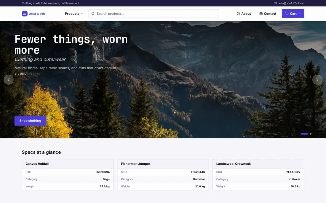 Aster & Vale — generated storefront