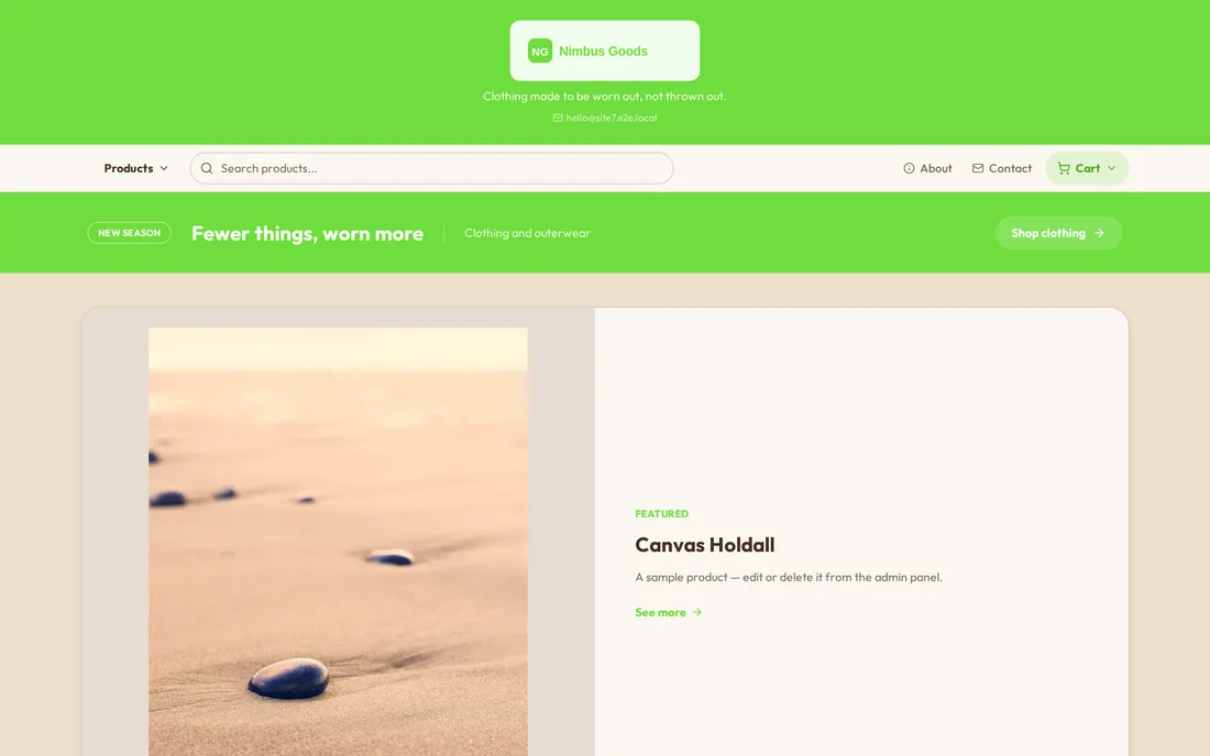 Nimbus Goods — generated storefront